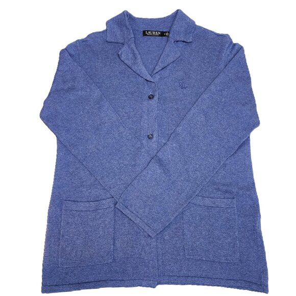 Ralph Lauren Black Label Ladies Cotton Cashmere Blazer-style Cardigan Indigo M - Picture 6 of 15